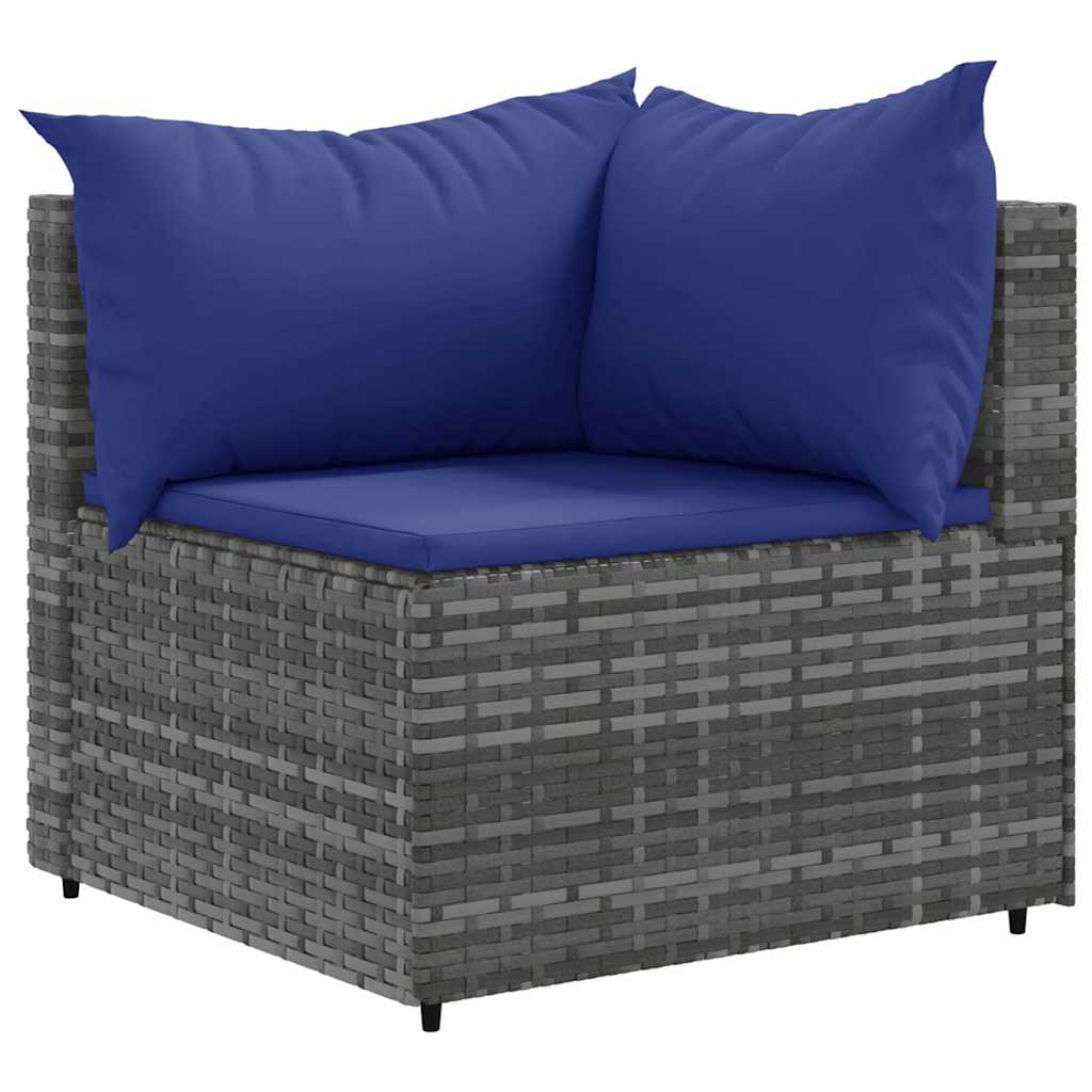 7 Pcs conjunto lounge de jardim c/ almofadões vime PE cinzento