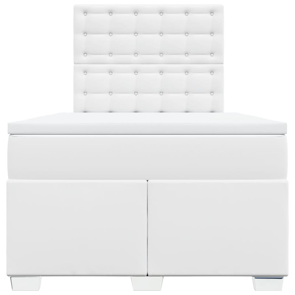 Cama boxspring com colchão 120x190 cm couro artificial branco