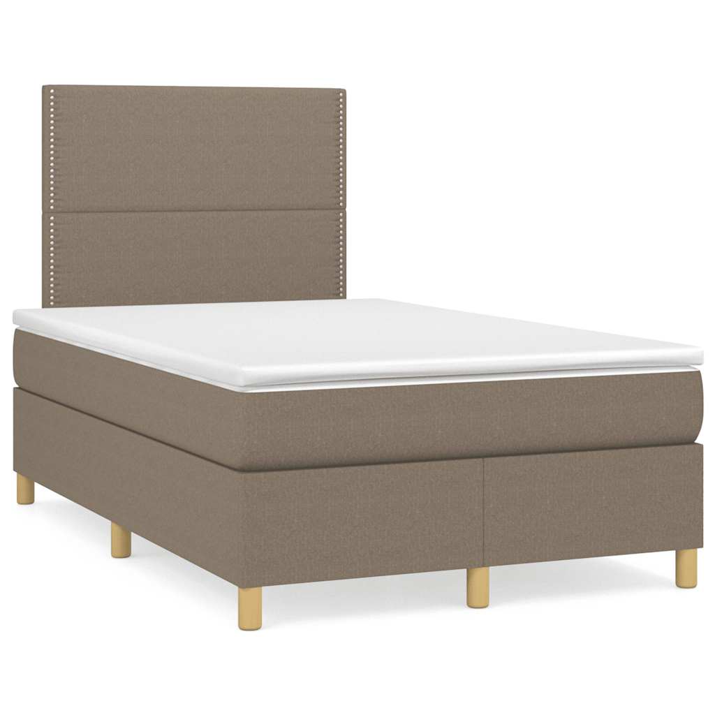 Cama boxspring c/ colchão 120x190cm tecido castanho-acinzentado