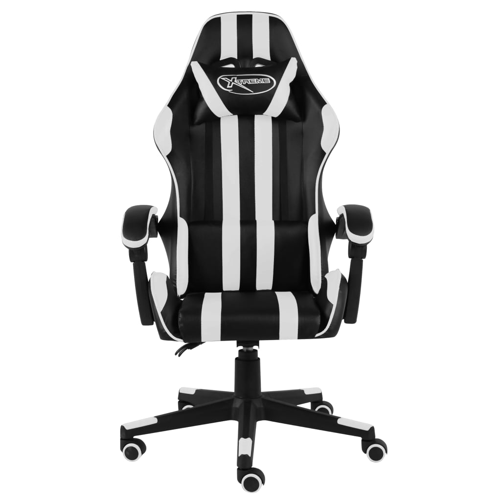 Cadeira estilo corrida couro artificial preto e branco