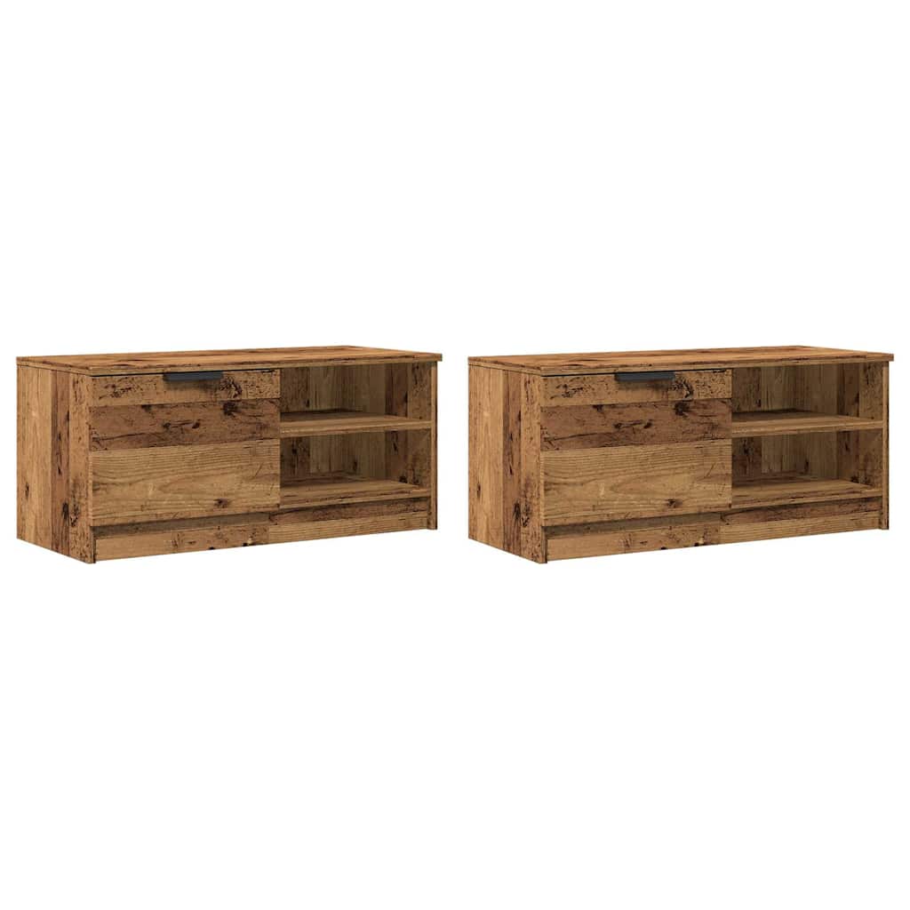 Móveis TV 2 peças madeira velha 80x35x36,5cm madeira trabalhada