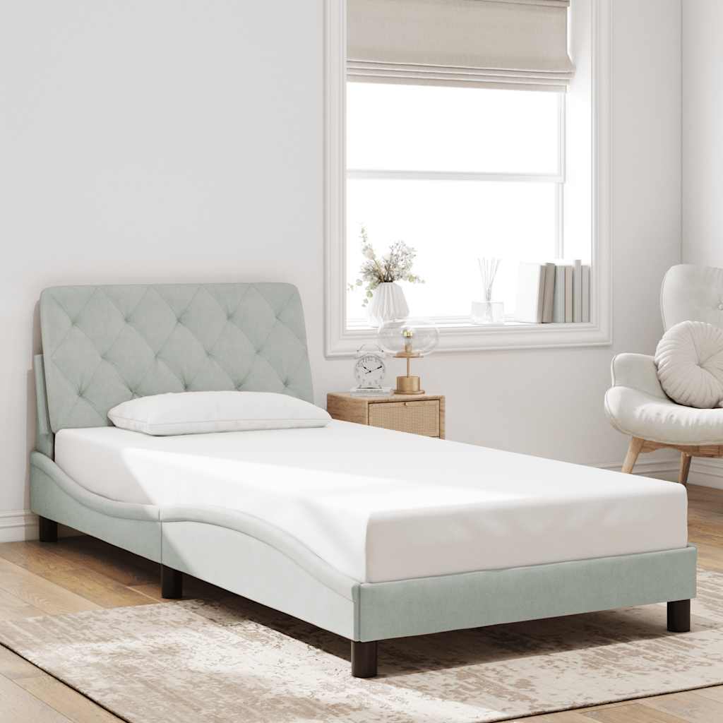 Estrutura de cama sem colchão 100x200 cm veludo cinzento-claro