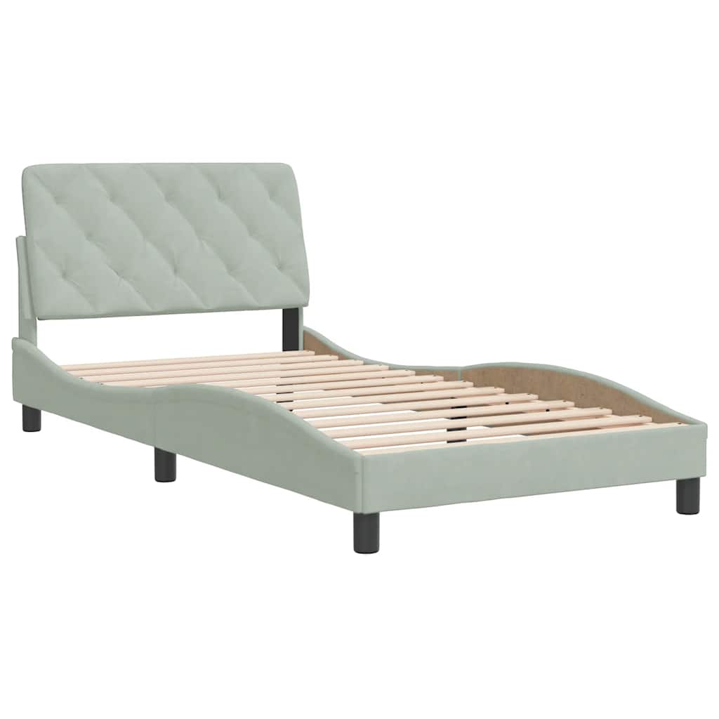 Estrutura de cama sem colchão 100x200 cm veludo cinzento-claro