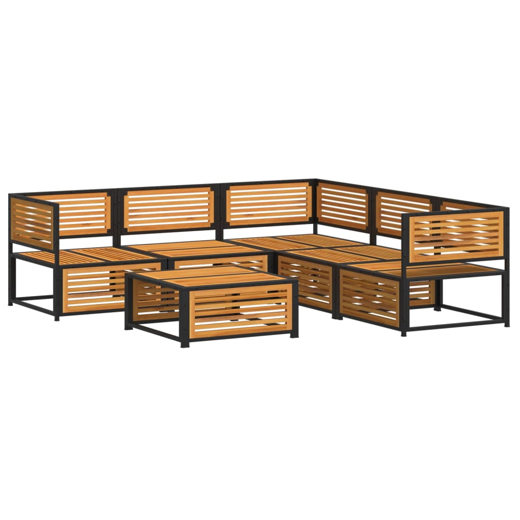 6 Pcs conjunto de sofás de jardim com almofadões acácia maciça