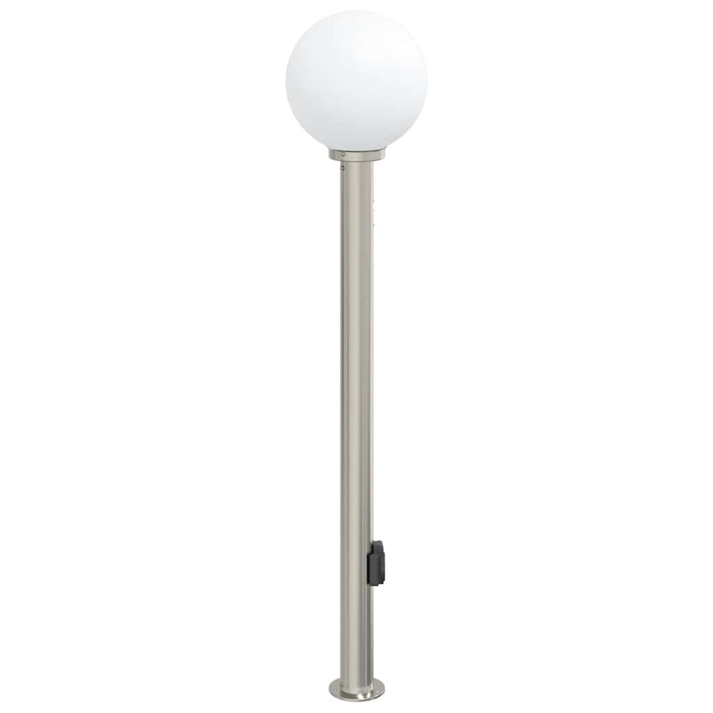 Luminária de poste com sensor e tomada, 120 cm, aço inoxidável, IP44