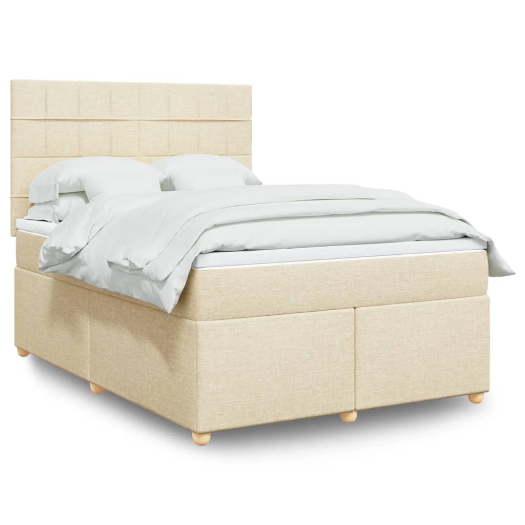 Cama com molas/colchão 160x200 cm tecido cor creme
