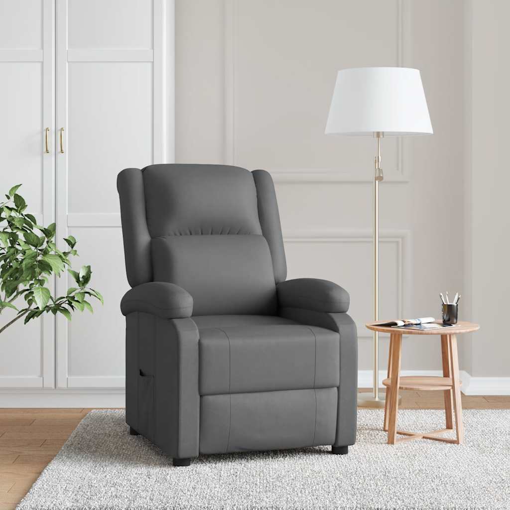 Poltrona reclinável couro artificial cinzento