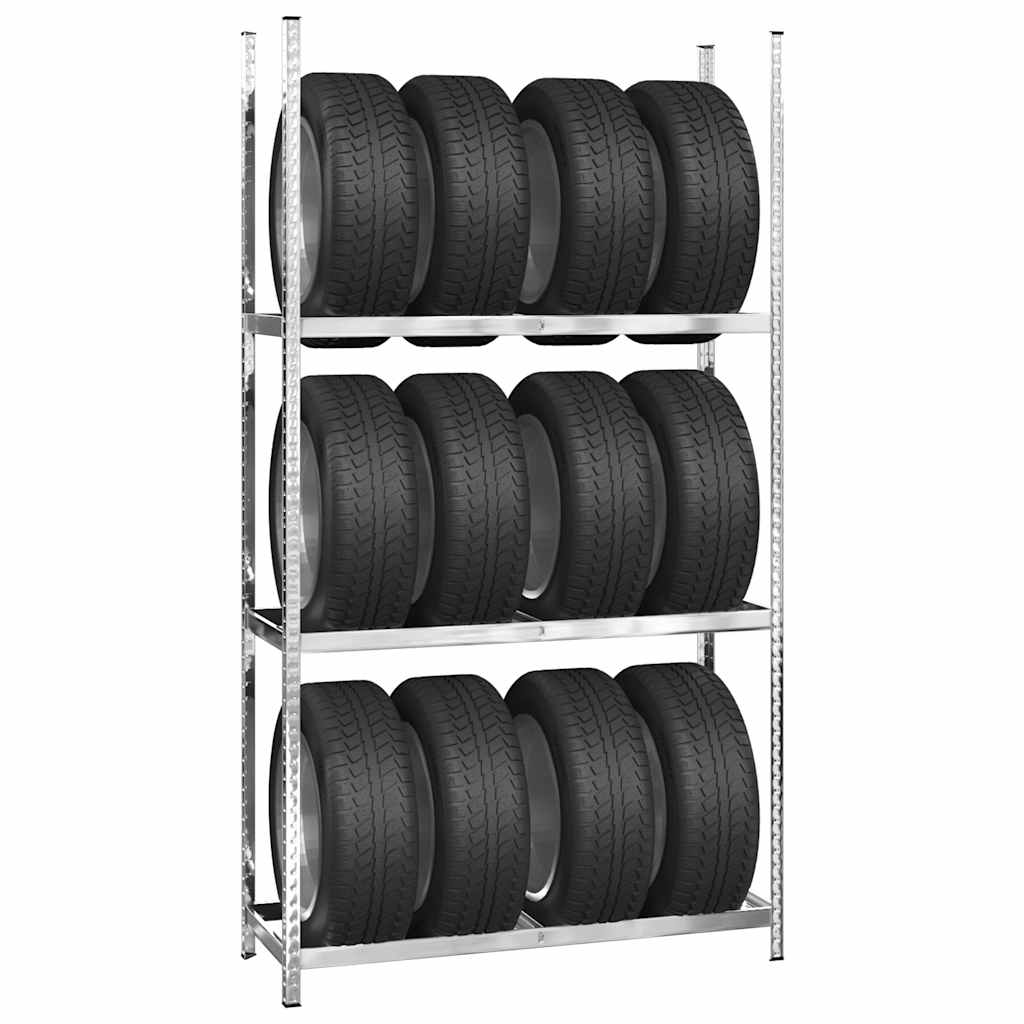 Unidades 3 prateleiras p/ pneus 4pcs 110x40x200 cm aço prateado