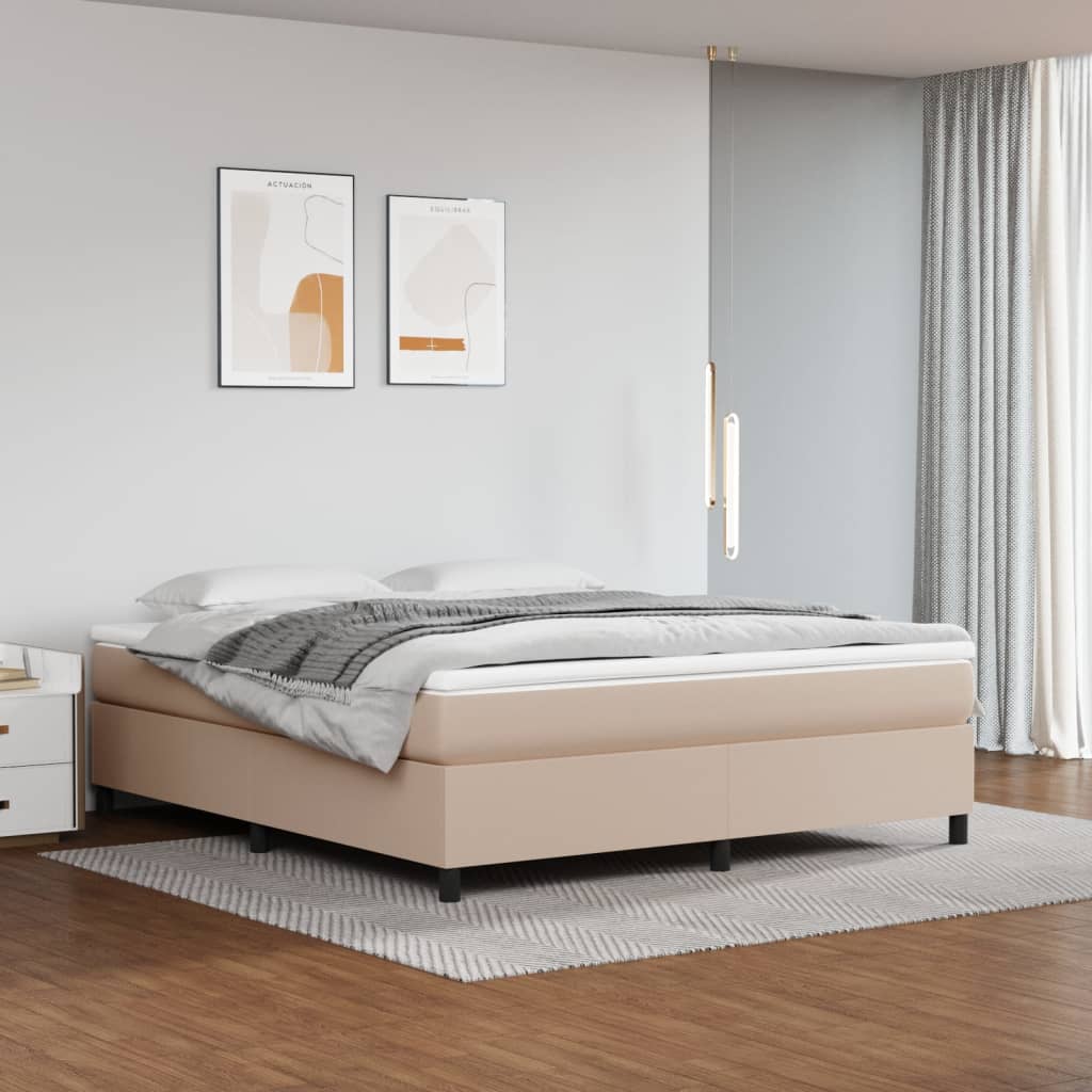 Estrutura de cama com molas 160x200 cm couro artificial cappuccino