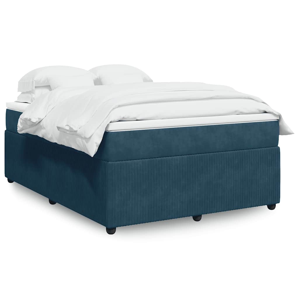 Cama com molas/colchão 140x190 cm veludo azul-escuro