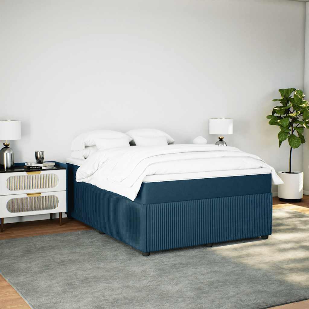 Cama com molas/colchão 140x190 cm veludo azul-escuro