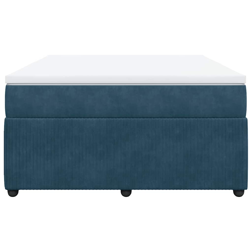 Cama com molas/colchão 140x190 cm veludo azul-escuro
