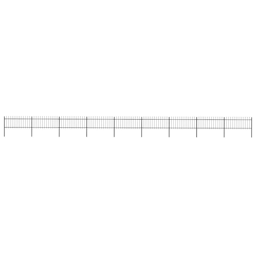 Cerca de jardim com topo em forma de lança em aço 1506x80 cm, preta