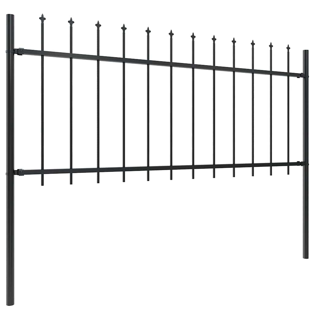 Cerca de jardim com topo em forma de lança em aço 1506x80 cm, preta