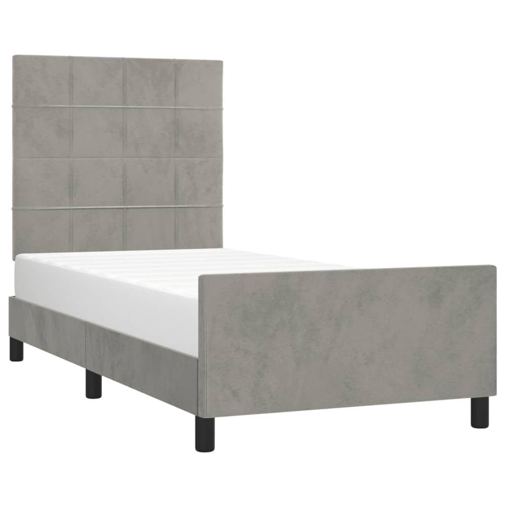 Estrutura de cama sem colchão 90x190 cm veludo cinzento-claro