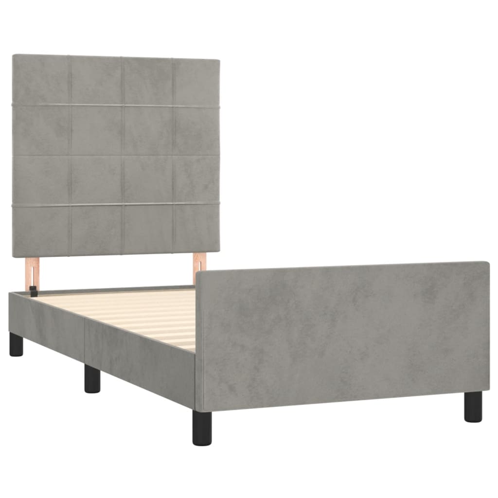 Estrutura de cama sem colchão 90x190 cm veludo cinzento-claro