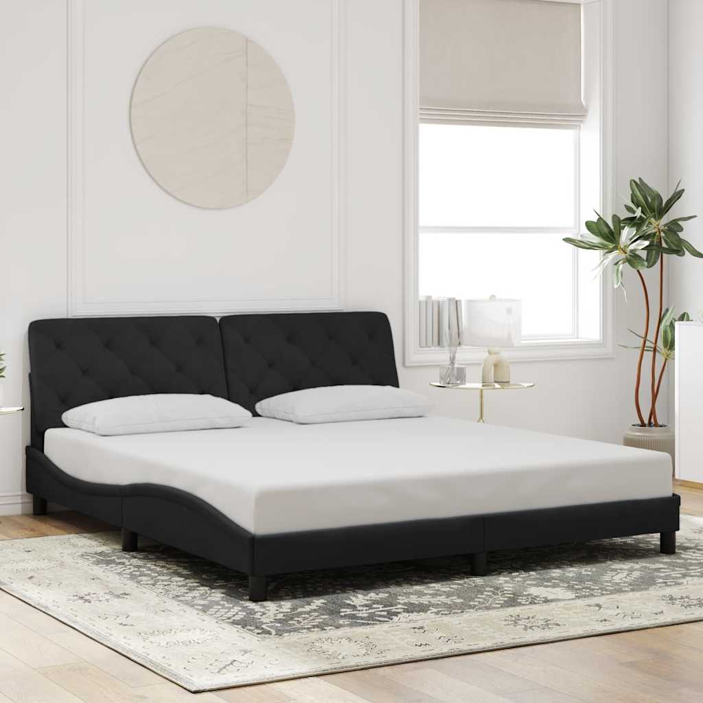Estrutura de cama sem colchão 180x200 cm veludo preto