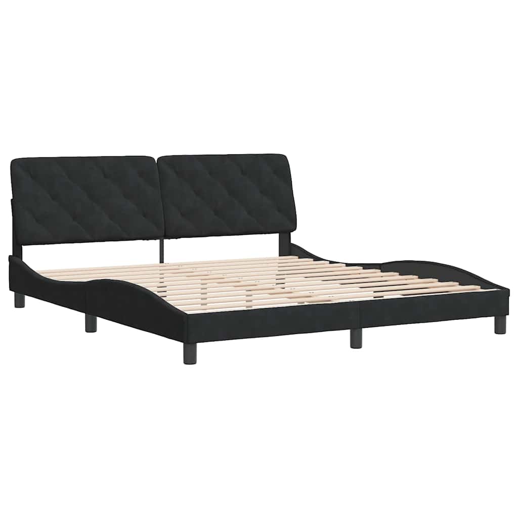 Estrutura de cama sem colchão 180x200 cm veludo preto