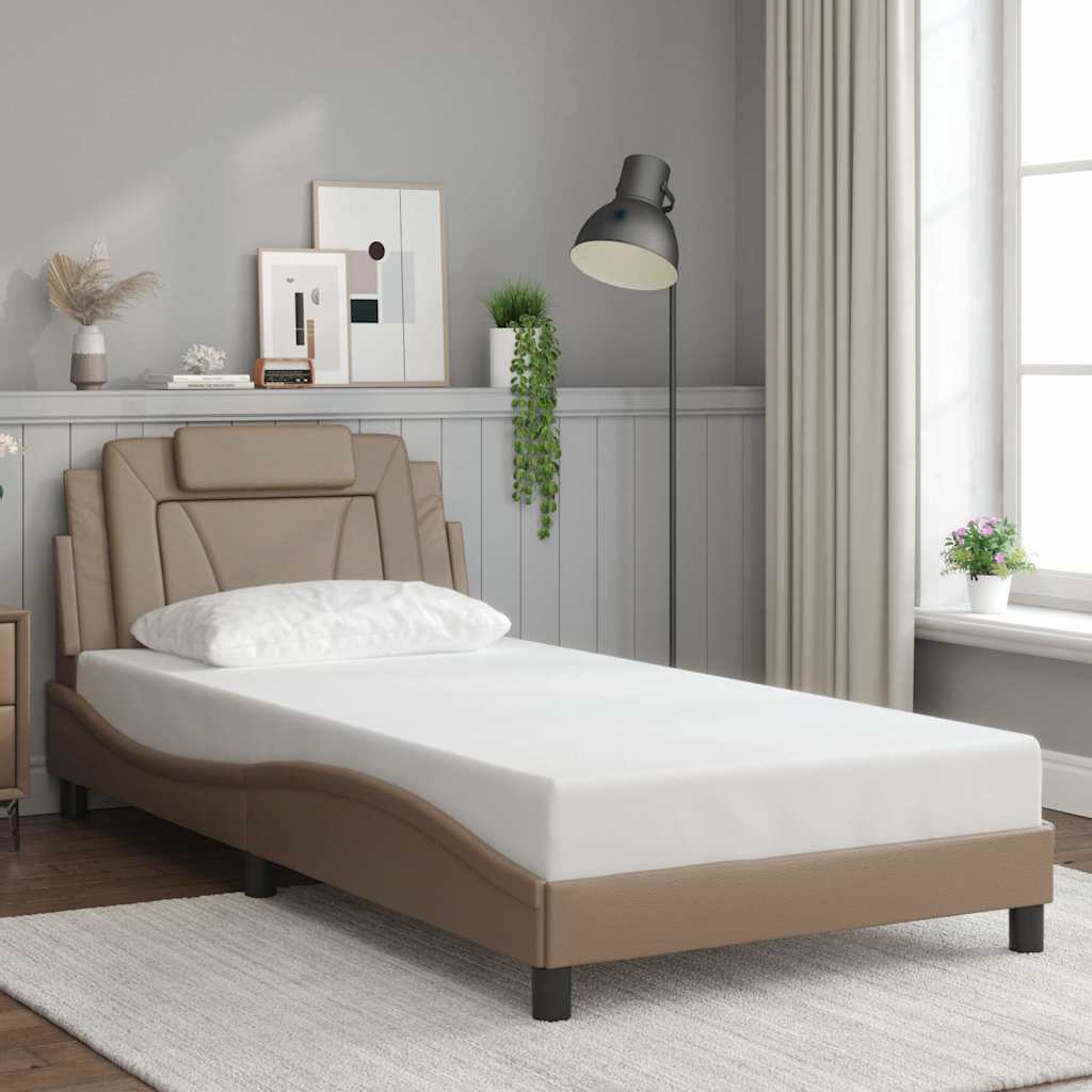 Estrutura de cama viana sem colchão 100x200 cm couro artificial cappuccino