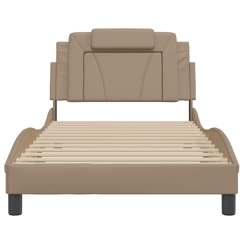Estrutura de cama viana sem colchão 100x200 cm couro artificial cappuccino