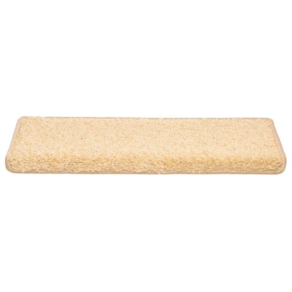 Tapetes de escada 20 peças 65x21x4 cm creme com borda retangular