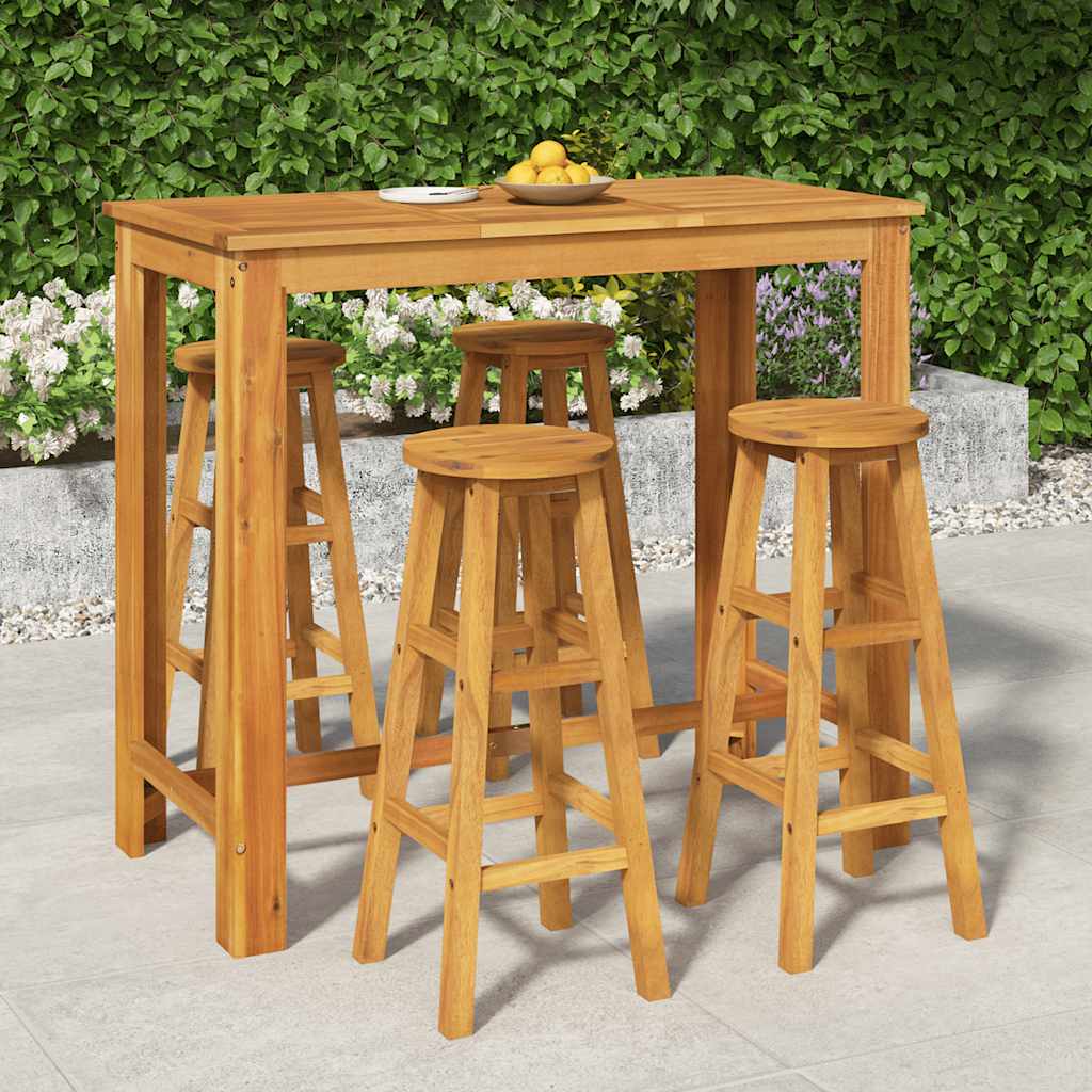 5 Pcs conjunto de bar para jardim madeira de acácia maciça