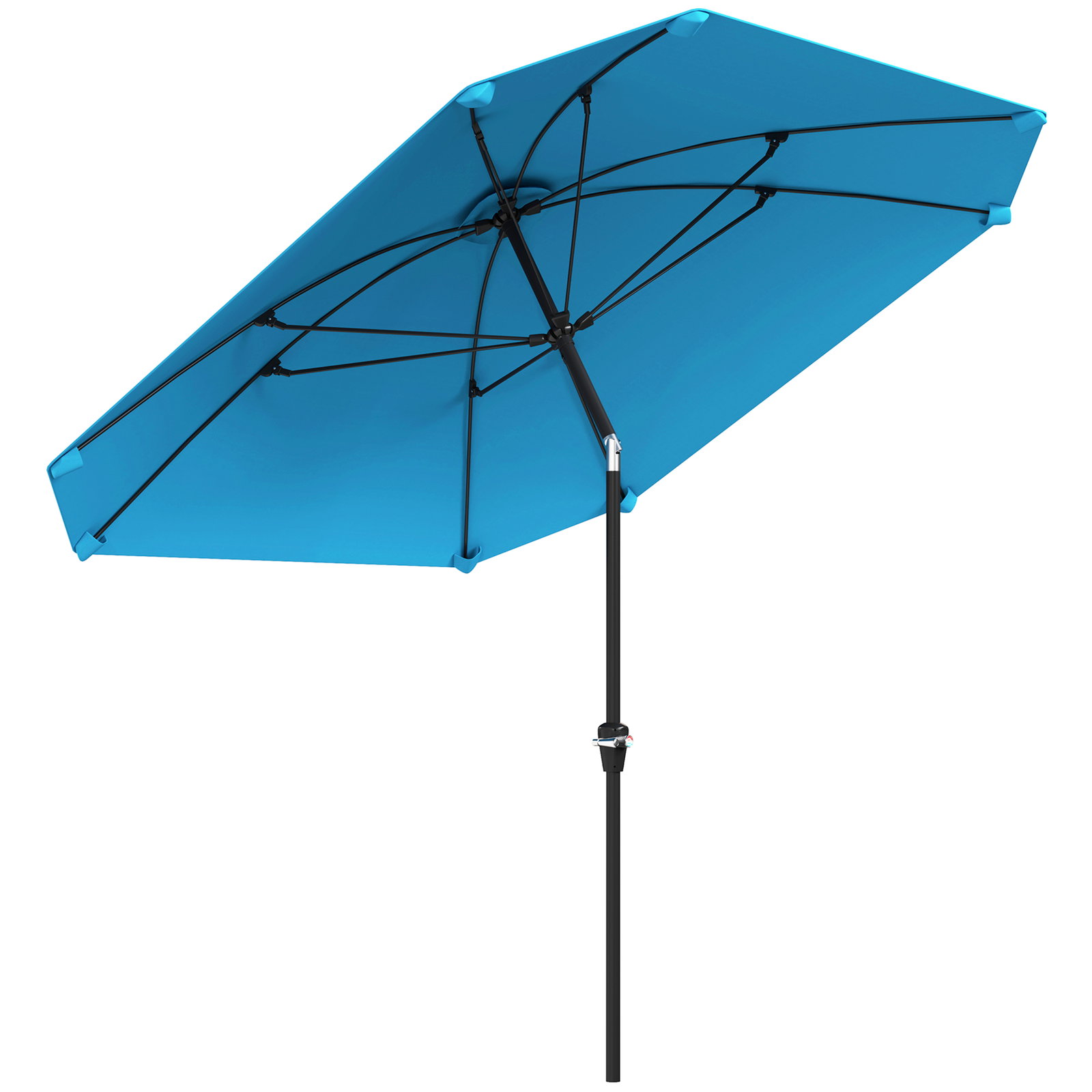 Chapéu de sol de exterior 233x233 cm chapéu de sol de jardim com ângulo ajustável impermeável azul