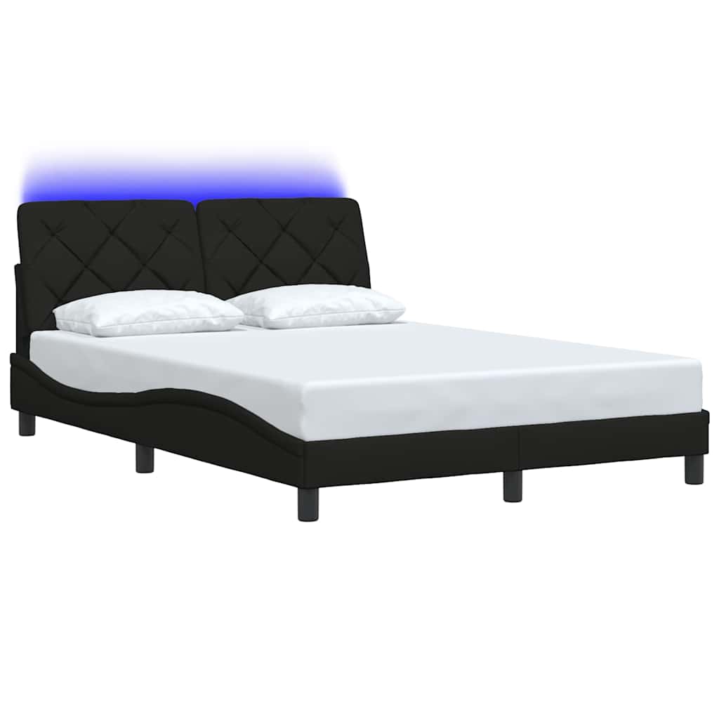 Estrutura de cama com LED sem colchão 140x190 cm tecido preto