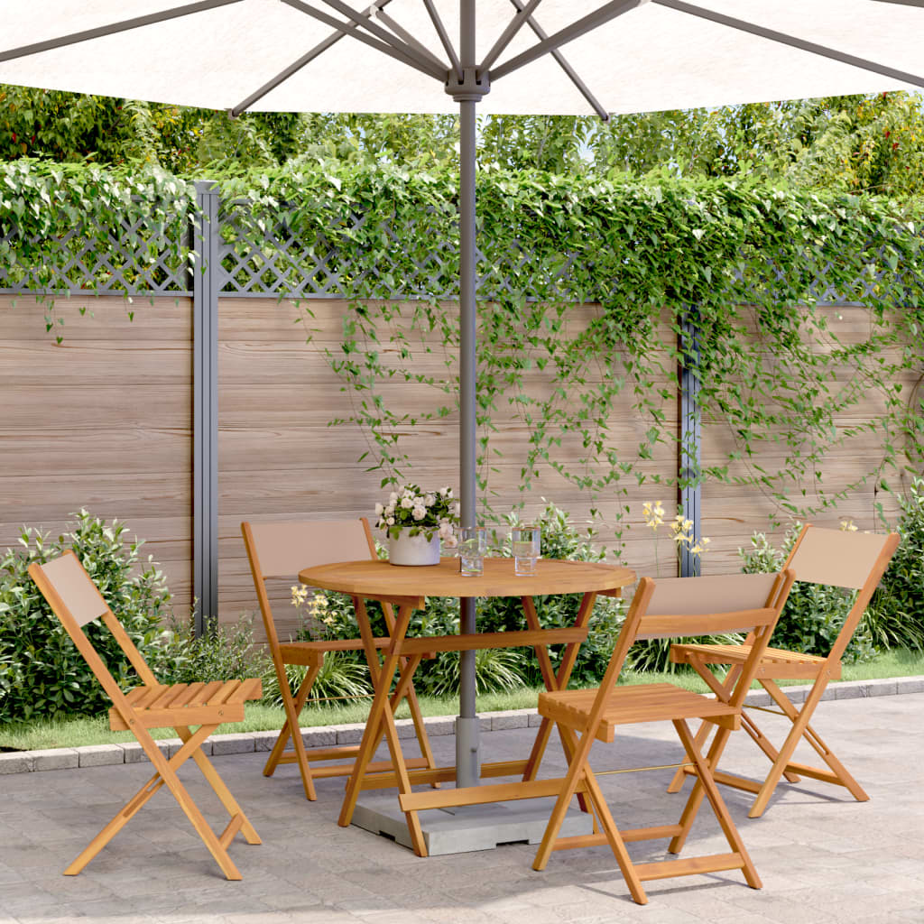 5 Pcs conjunto jantar jardim tecido/madeira cinza-acastanhado