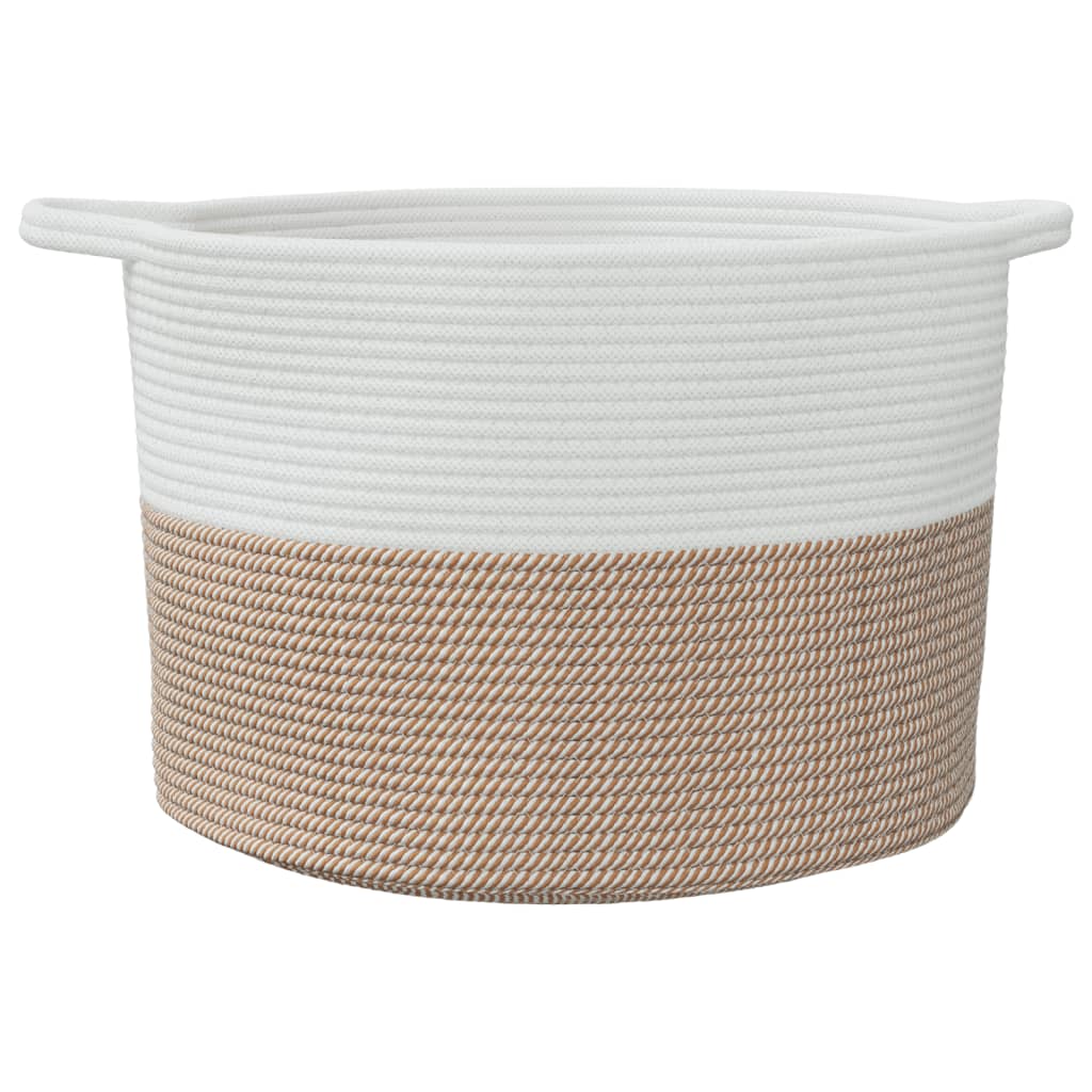 Cesto de arrumação ø55x36 cm algodão castanho e branco