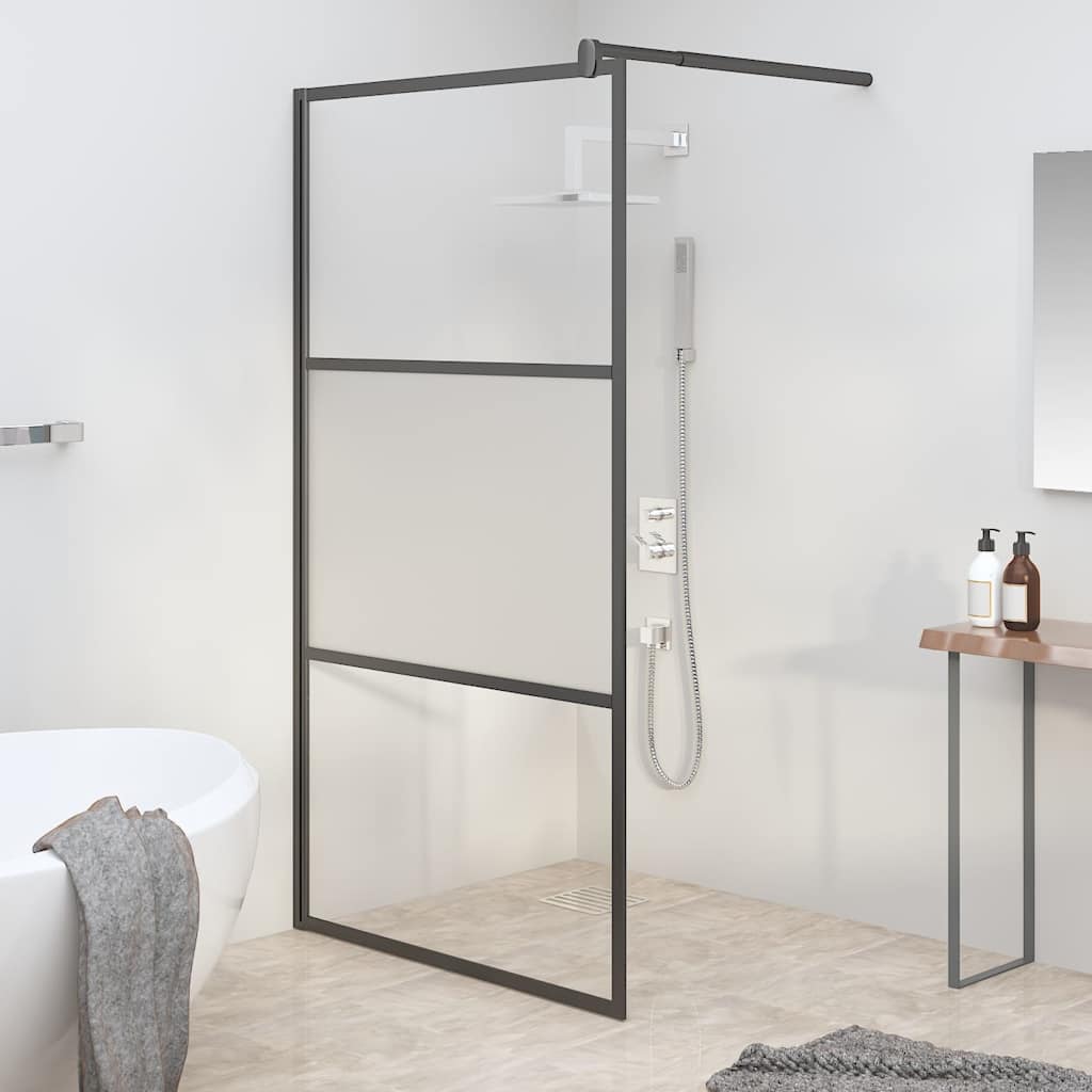 Divisória de chuveiro 100x195 cm vidro semiopaco esg preto