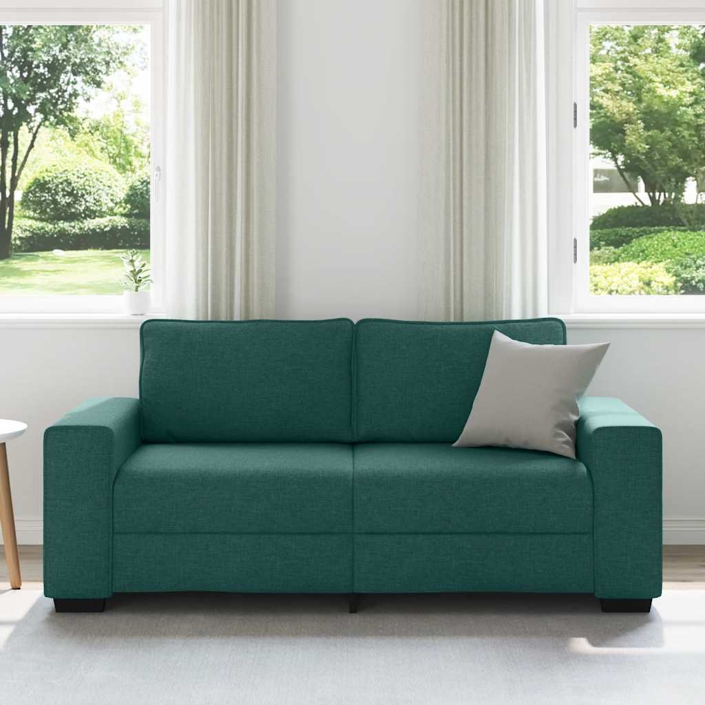 Sofá de 2 lugares verde escuro 180x77x82 cm em tecido