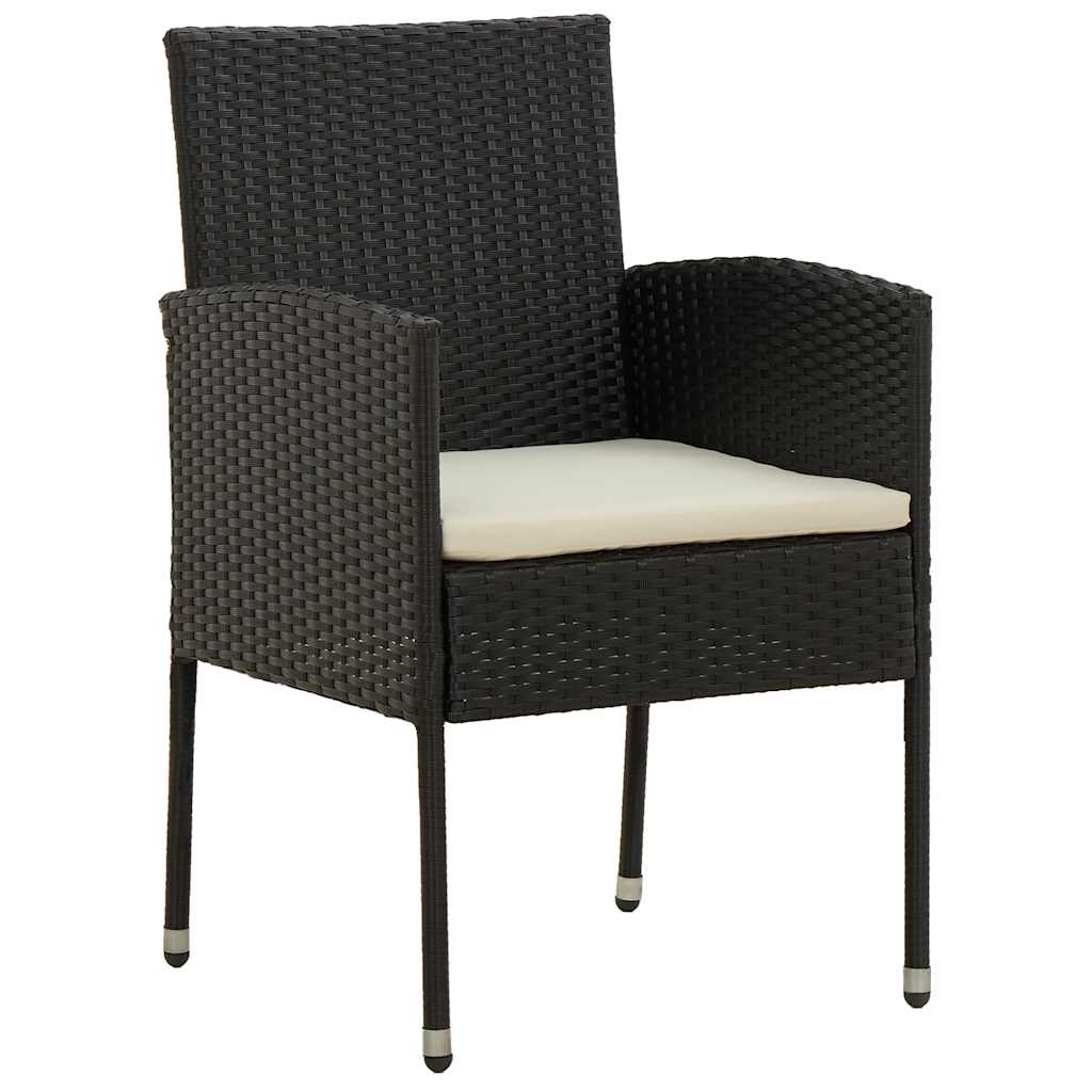 9 Pcs conjunto de jantar p/ exterior vime PE preto