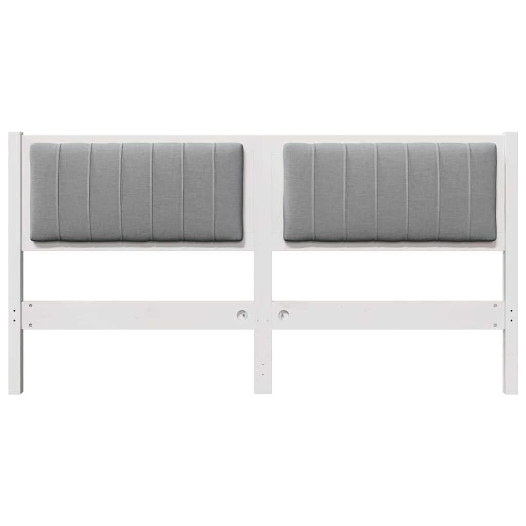 Cabeceira estofada branco 150 cm madeira de pinheiro sólida