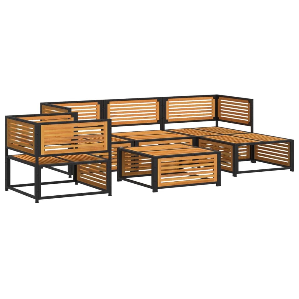 6 Pcs conjunto de sofás de jardim com almofadões acácia maciça