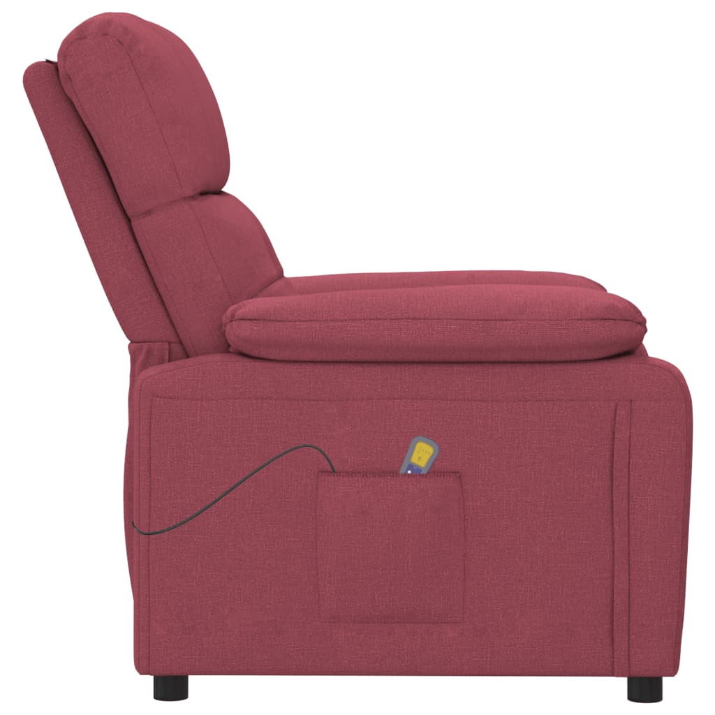Poltrona de massagens elétrica reclinável tecido vermelho tinto