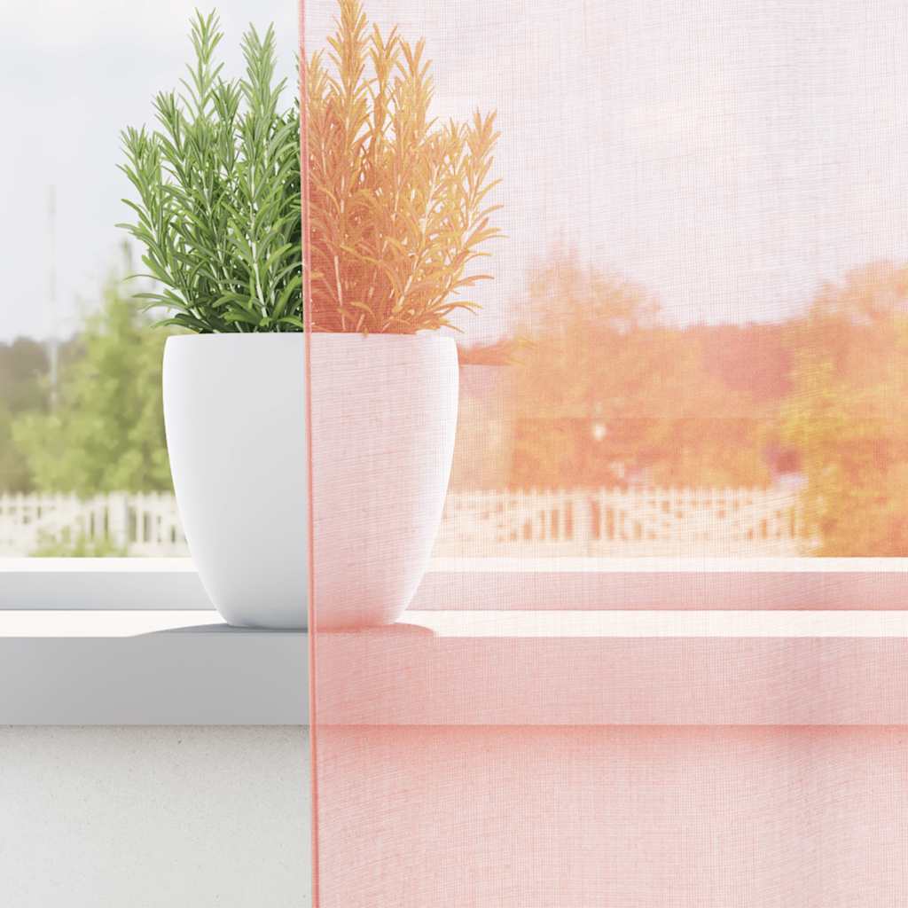 Cortinas de voile com laços 2 pcs rosa 140x225 cm