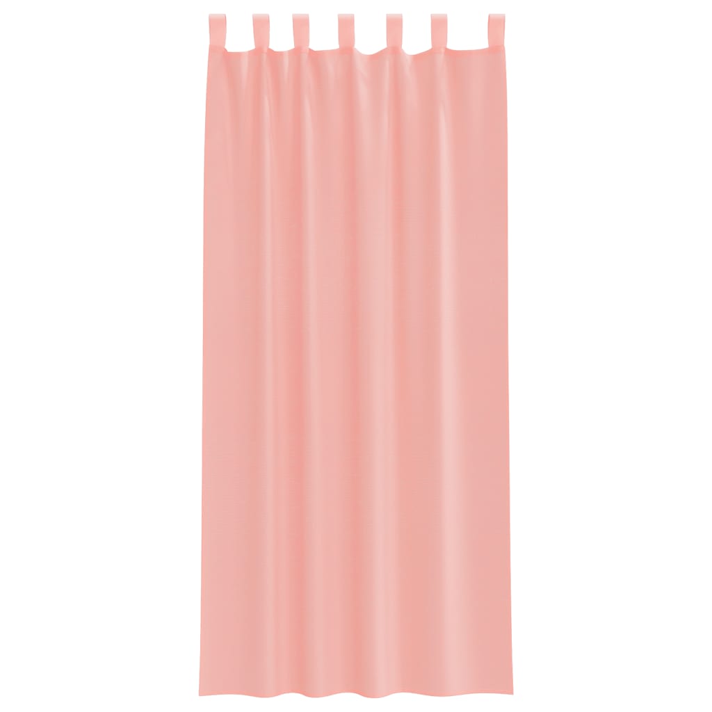 Cortinas de voile com laços 2 pcs rosa 140x225 cm