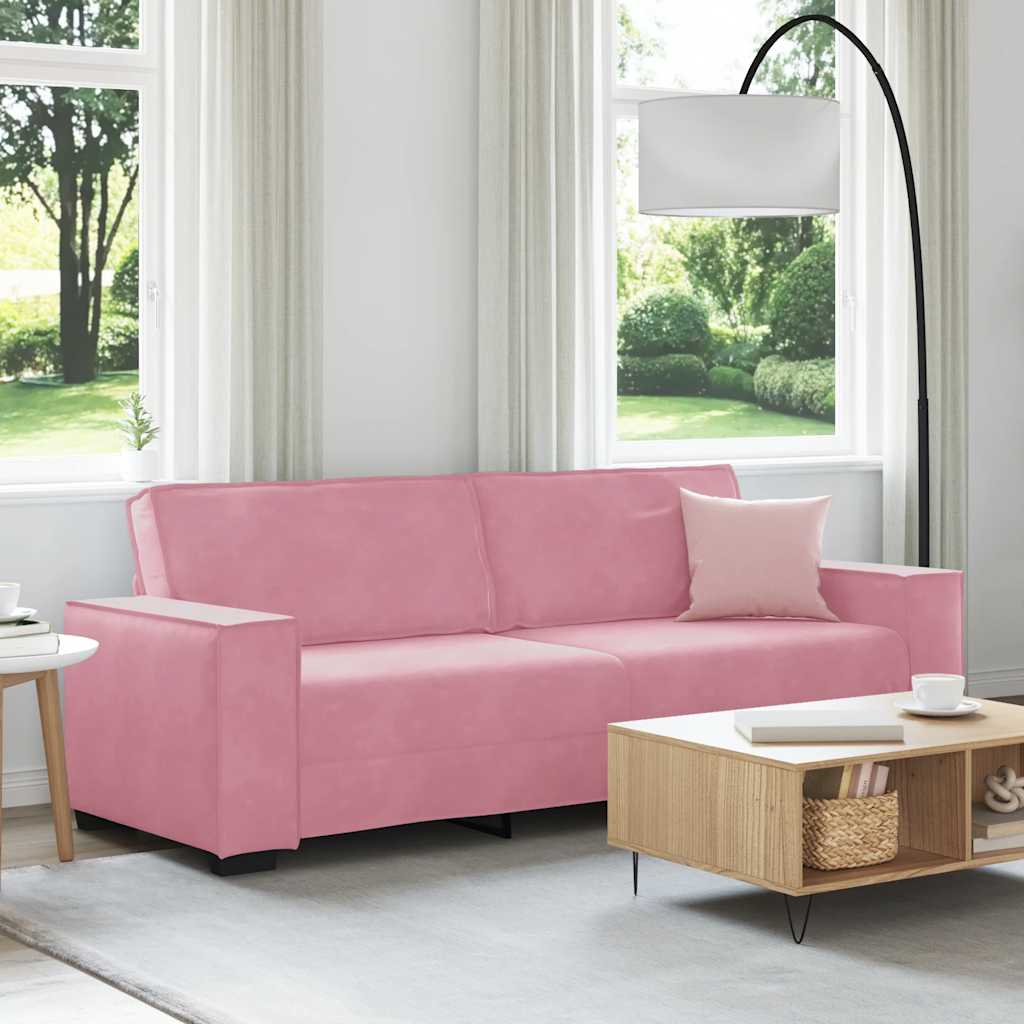 Sofá de 3 lugares 220x78x84 cm veludo rosa