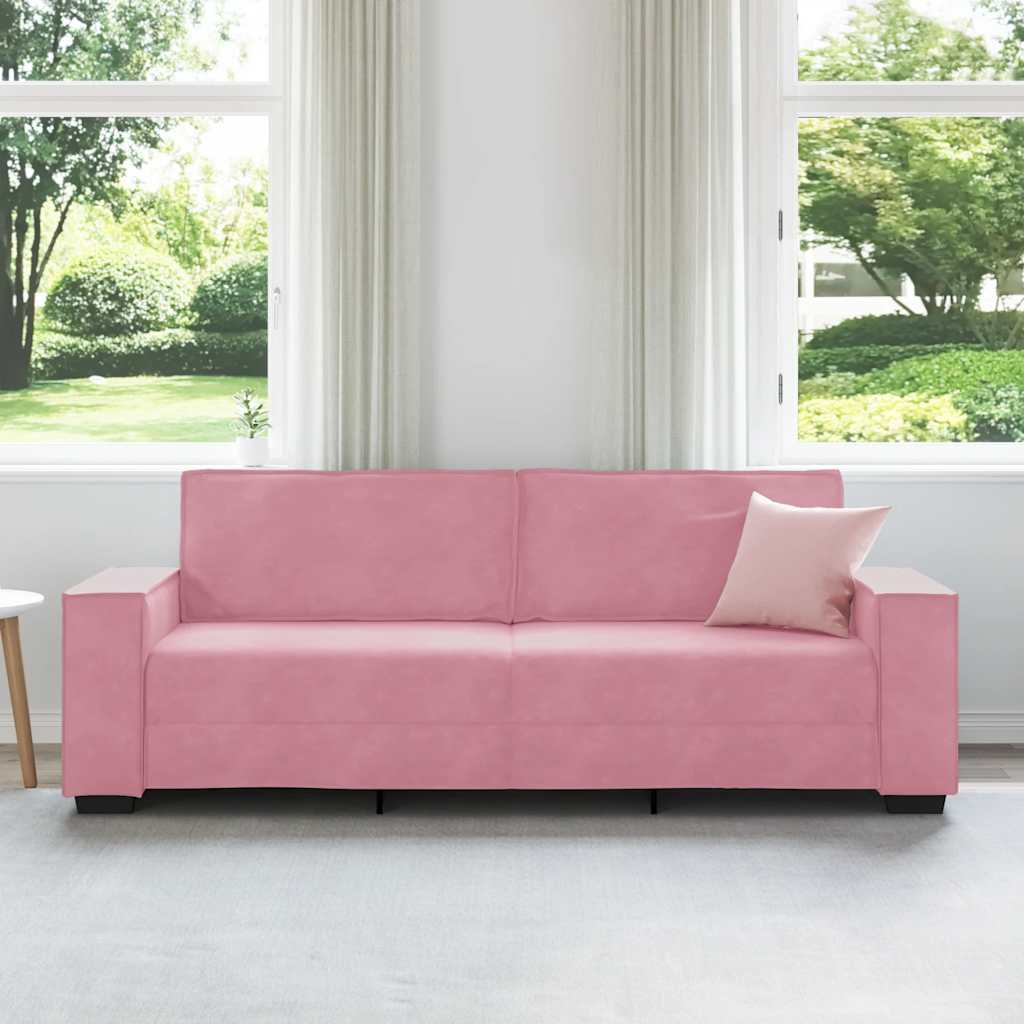 Sofá de 3 lugares 220x78x84 cm veludo rosa