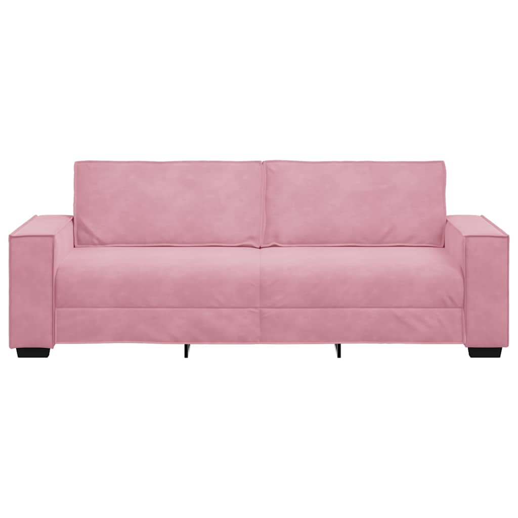 Sofá de 3 lugares 220x78x84 cm veludo rosa