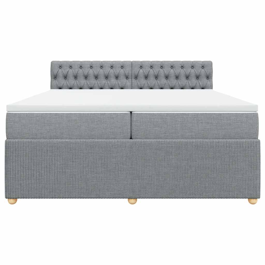 Cama com molas/colchão 200x200 cm tecido cinza-claro