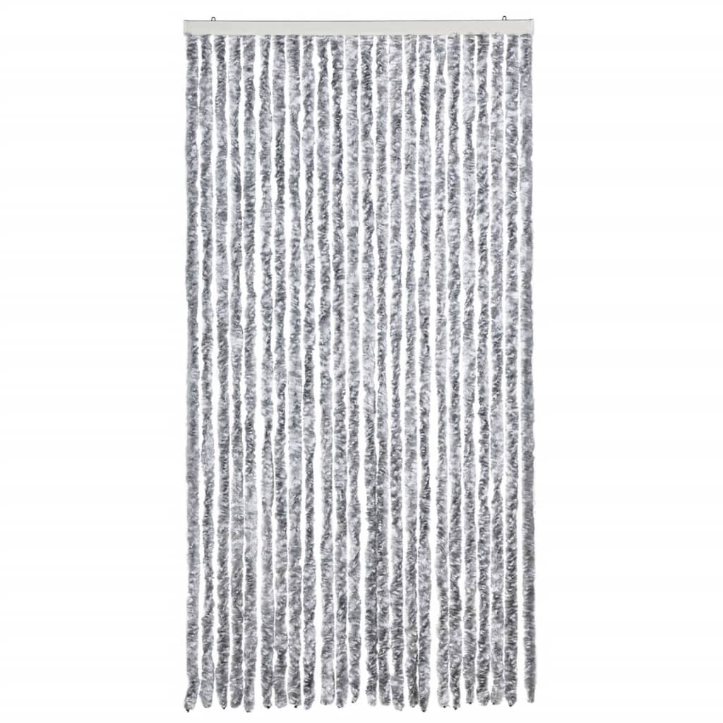 Cortina anti-insetos 100x230 cm chenille branco e cinzento