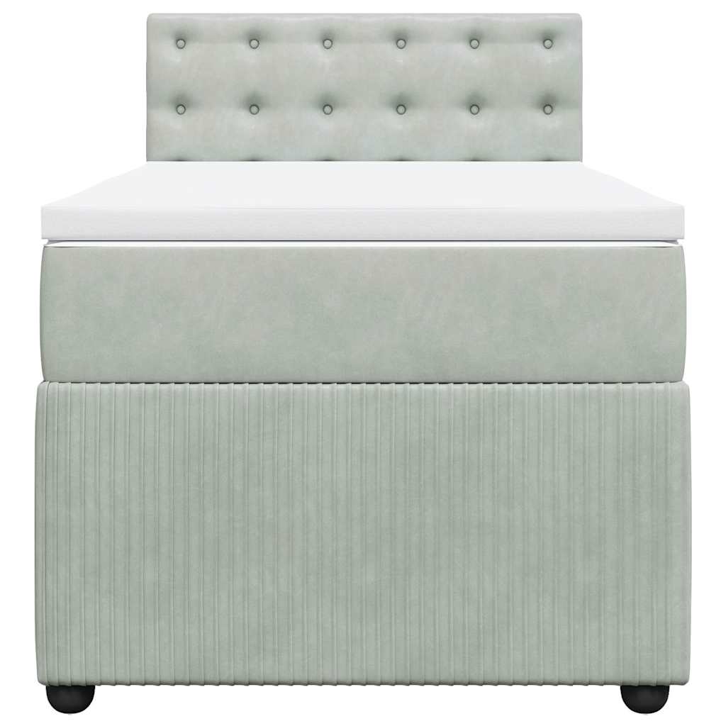 Cama com molas/colchão 90x190 cm veludo cinza-claro