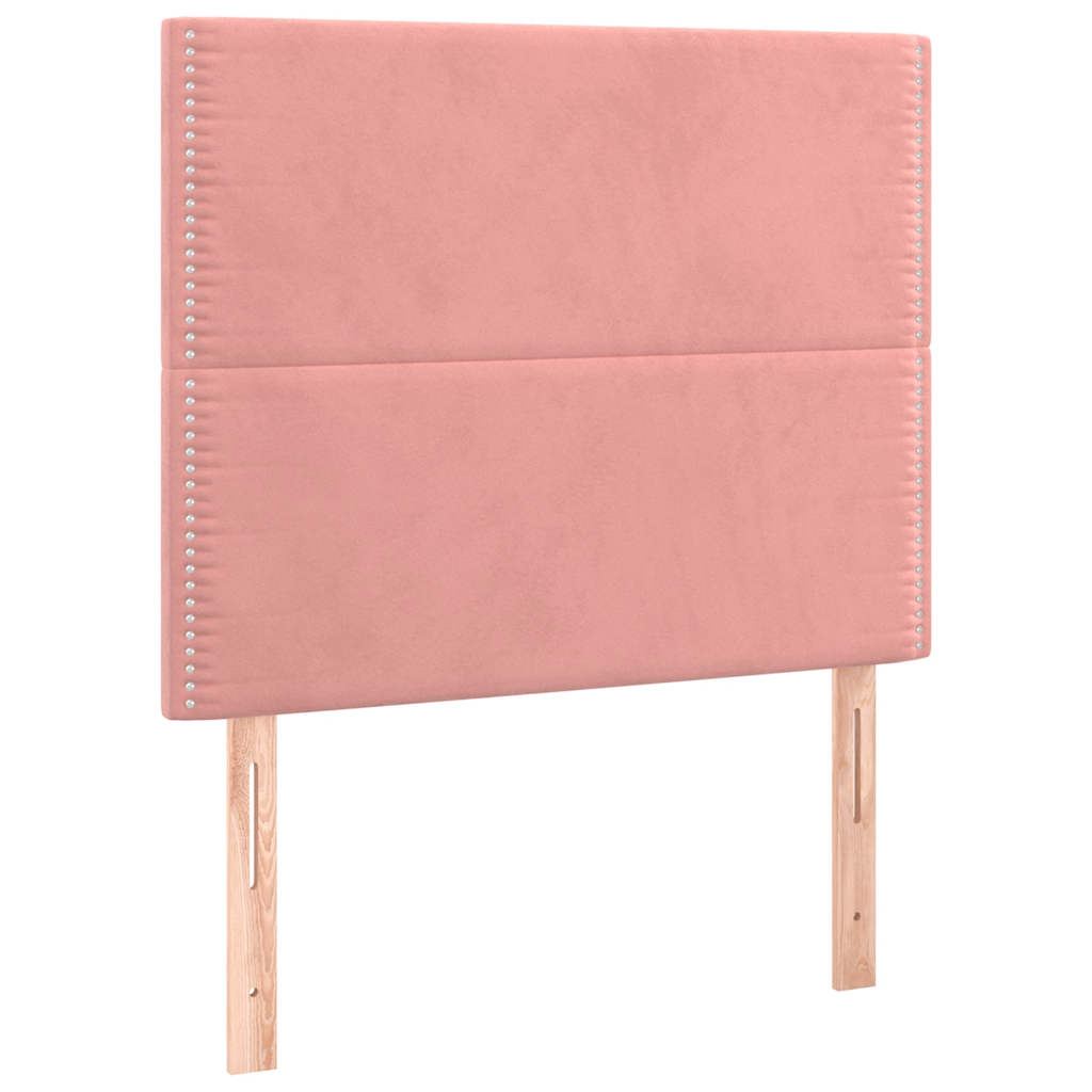 Cabeceira de cama c/ luzes LED veludo 100x5x118/128 cm rosa