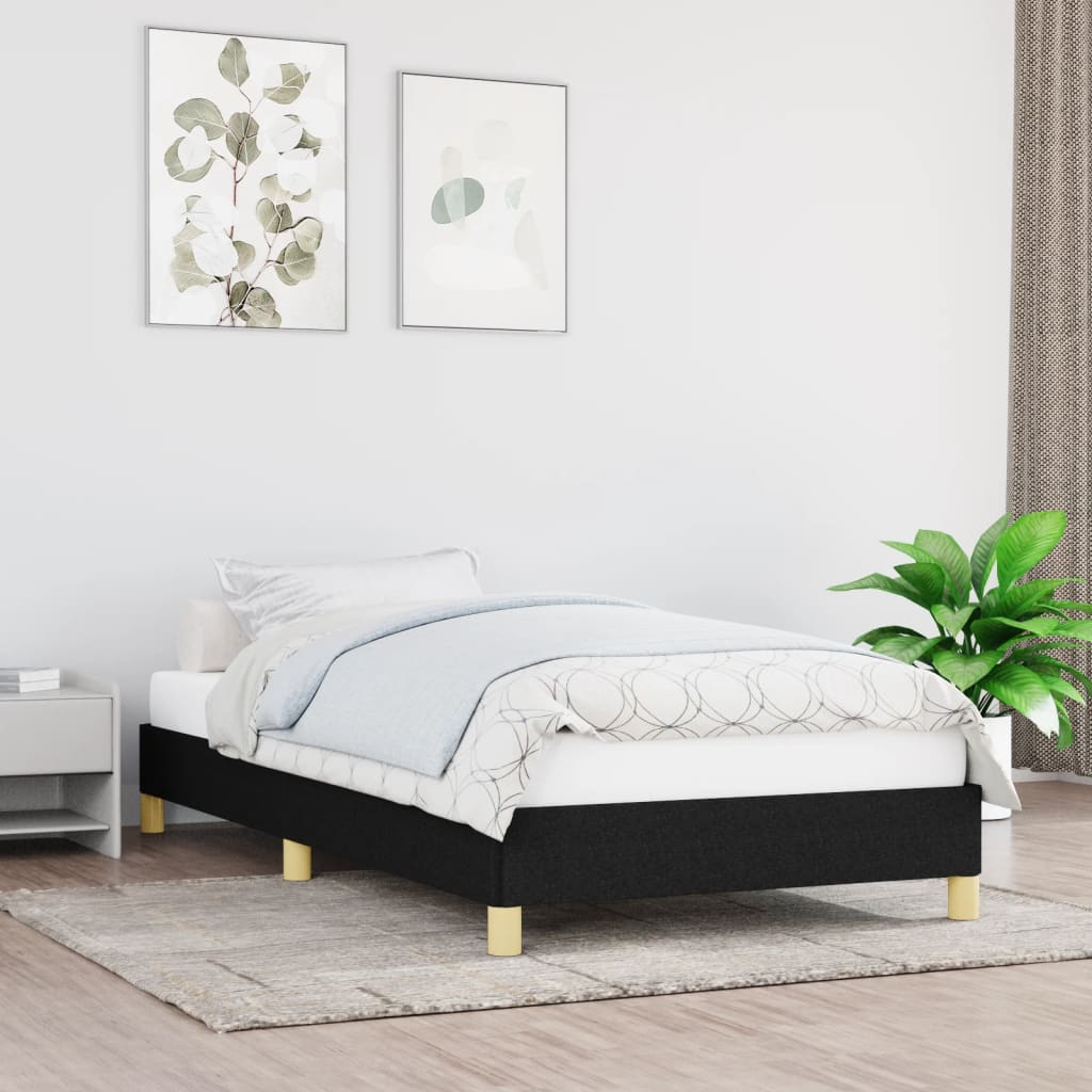 Estrutura de cama sem colchão 80x200 cm tecido preto