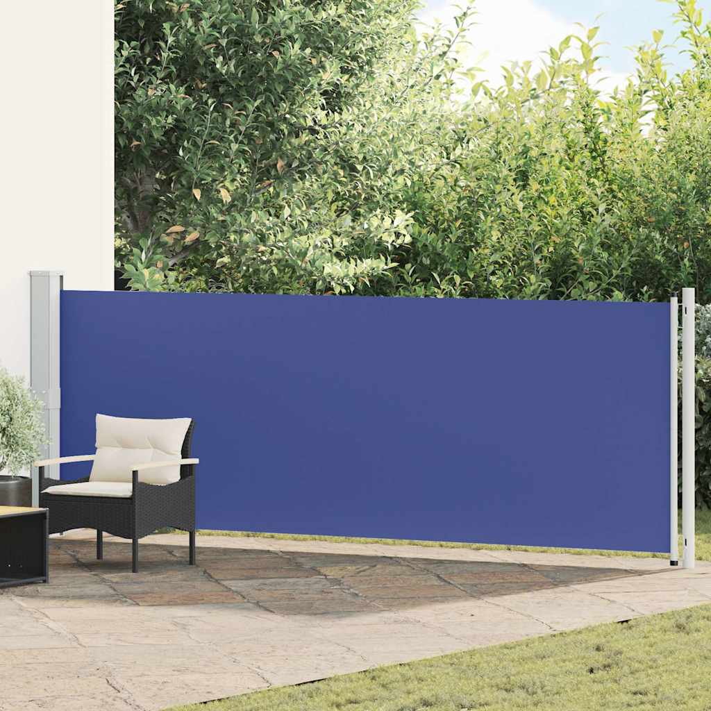 Toldo lateral retrátil para pátio 140x600 cm azul