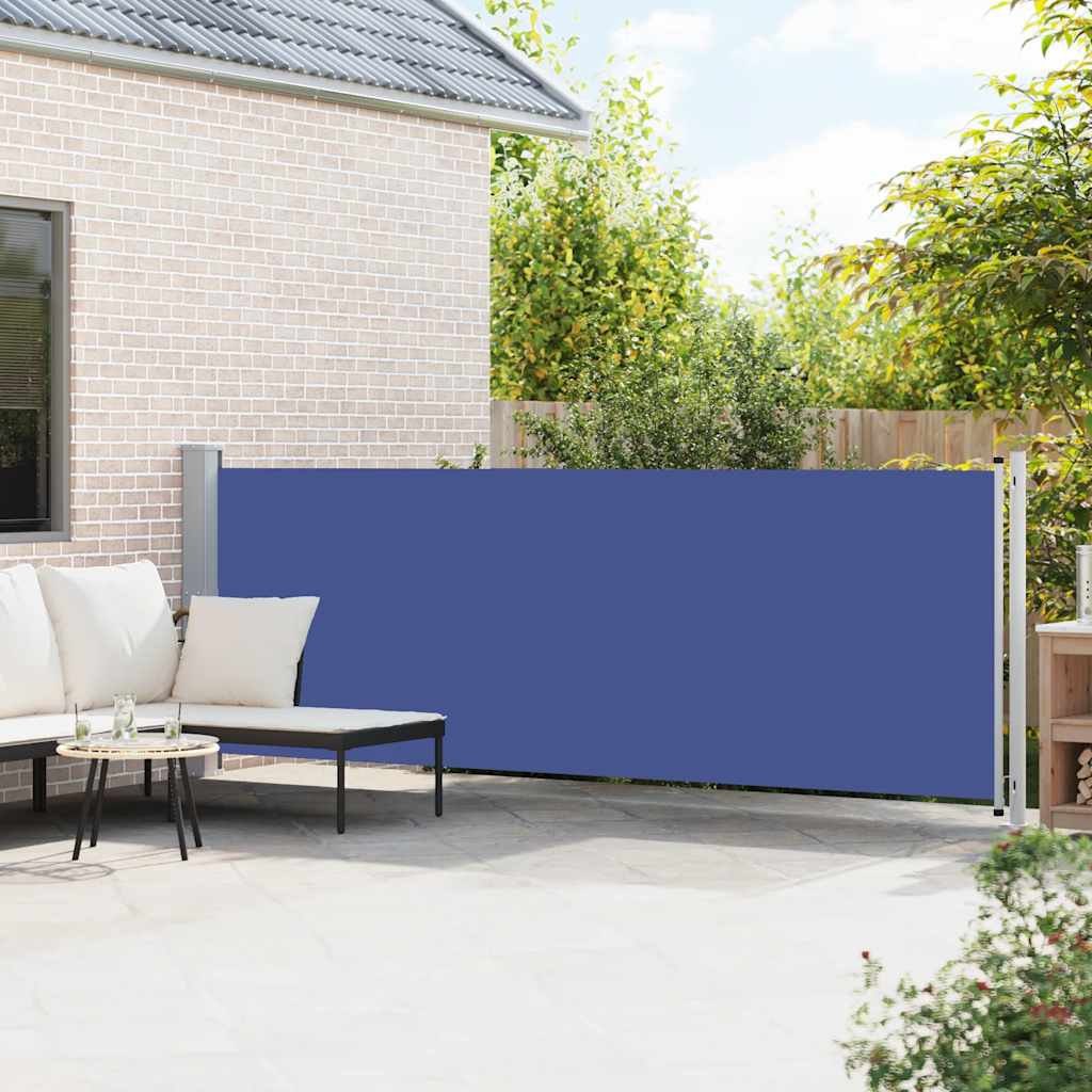Toldo lateral retrátil para pátio 140x600 cm azul