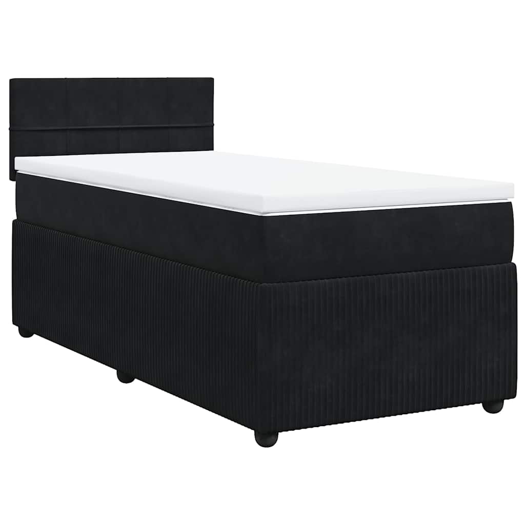 Cama com molas/colchão 90x190 cm veludo preto