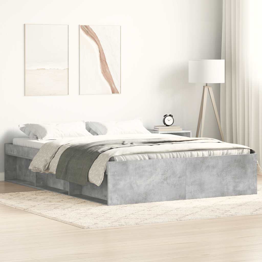 Estrutura de cama 140x190 cm cinza cimento